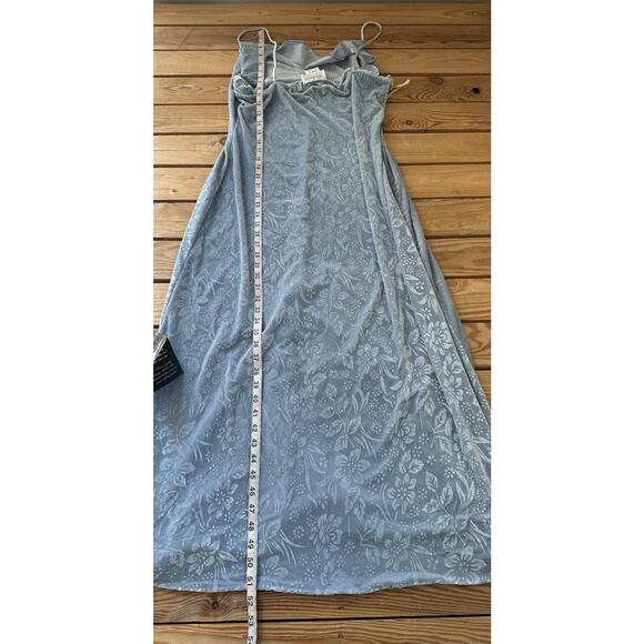 NWT Vintage Hugo Buscati Sleeveless Velour Floral Dress Size XL Women’s Blue - Picture 7 of 8